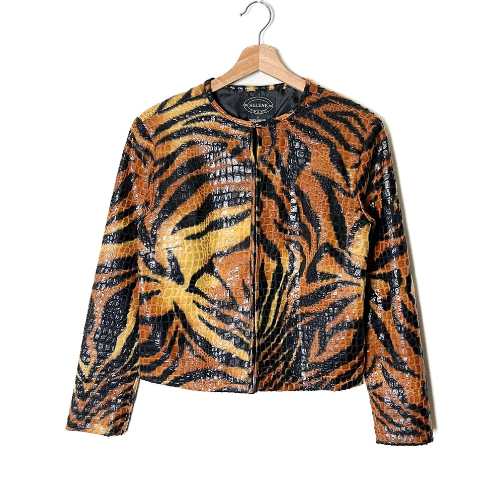 SELENE SPORT, Vintage Tiger Print Sleeveless Dress and Jacket Set